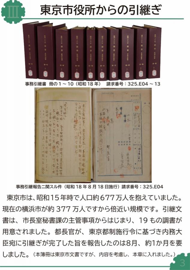 東京市役所からの引継ぎ